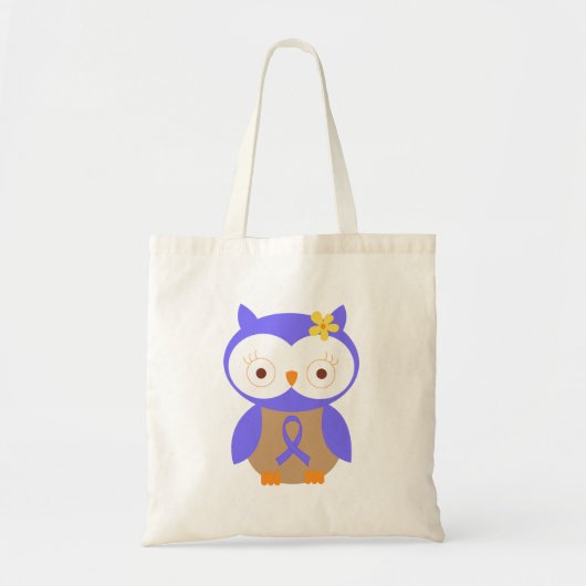 Periwinkle Awareness Ribbon Owl Tote Bag (Voorkant)