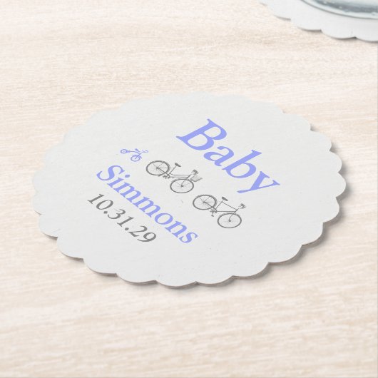 Periwinkle Bicycle Baby shower Kartonnen Onderzetters (Gekanteld)