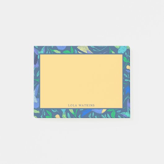 Periwinkle Birds and Flowers Floral Pattern Post-it® Notes (Voorkant)