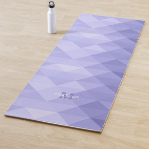 Periwinkle blauw geometrisch vierkant patroon Mono Yogamat
