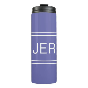 Periwinkle Blauw Modern Monogrammed Initialen Eenv Thermosbeker