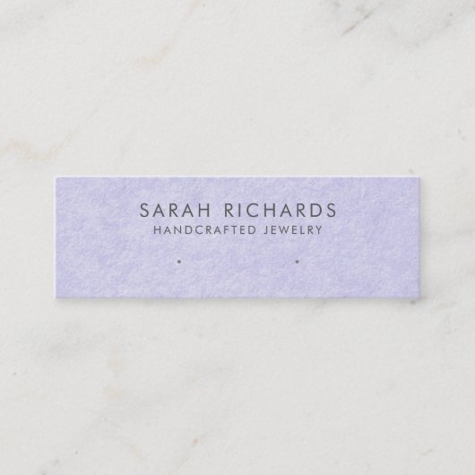 Periwinkle Blauw Paarse Sieraden Oorbel Display Mini Visitekaartje (Voorkant)