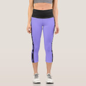 Périwinkle bleu avec noir design capri leggings (Recto)