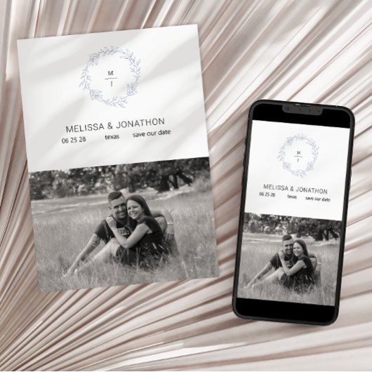 Periwinkle Bloemen Boho bruid Save The Date