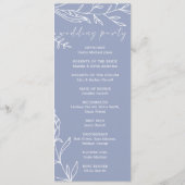 Periwinkle bloemen eenvoudig huwelijksprogramma programma (Achterkant)