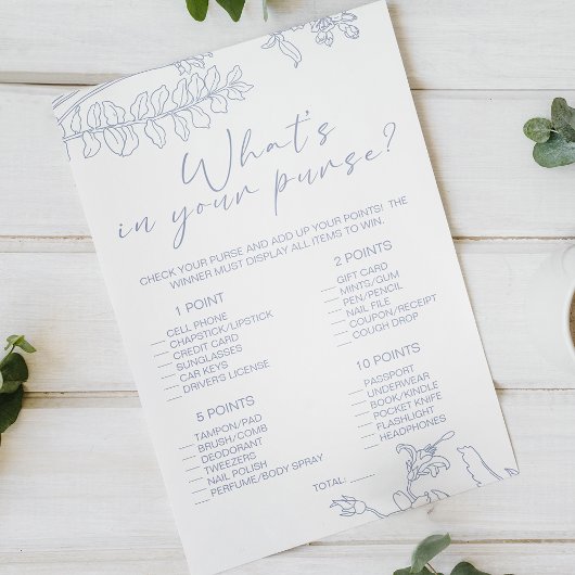 Periwinkle Bloemen Spel Whats In Uw Tas Flyer