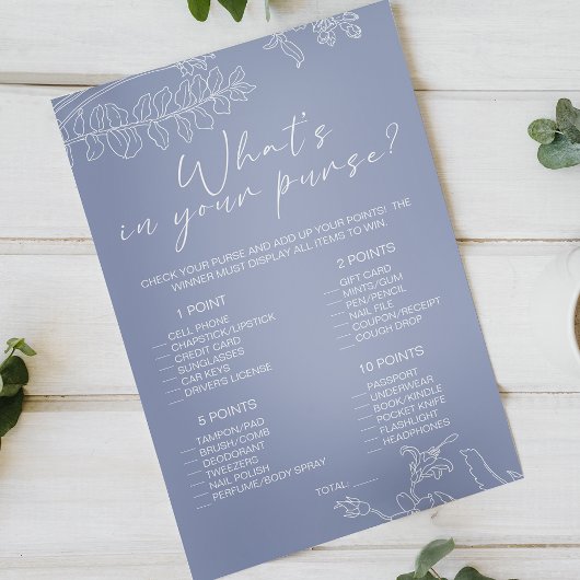 Periwinkle Bloemen Spel Whats In Uw Tas Flyer