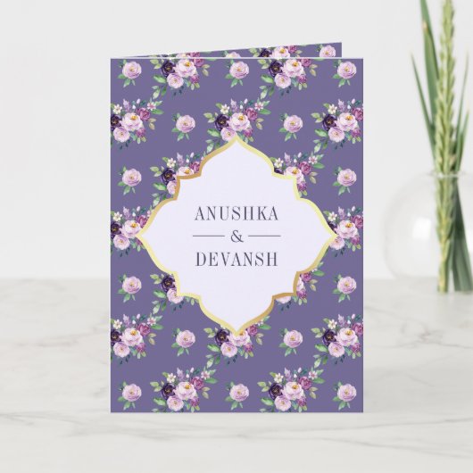 Periwinkle bloemenpatroon QR-code Indiase bruiloft (Voorkant)