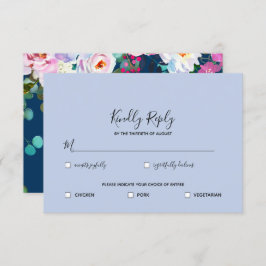 Periwinkle Blu Waterverf Floral RSVP Kaart