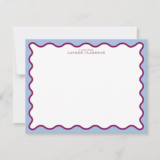 Periwinkle Blue & Berry Plum Wavy Note Card Kaart (Voorkant)