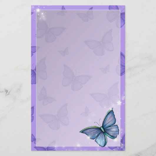 Periwinkle Blue Butterfly Fantasy Art Briefpapier (Voorkant)