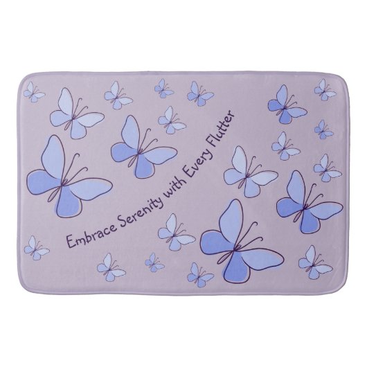 Periwinkle Blue Butterfly Flutter Lavendel Grijs Badmat (Voorkant)
