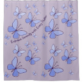 Periwinkle Blue Butterfly Flutter Lavendel Grijs Douchegordijn (Voorkant)