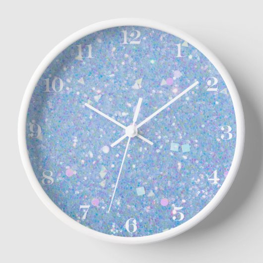Periwinkle Blue Chunky Glitter Glam Clock (Voorkant)
