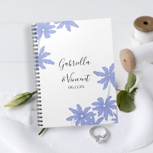 Périwinkle Blue Daisies Mariage Livre d'invité
