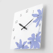 Periwinkle Blue Daisies Square Clock Vierkante Klok (Hoek)