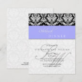 Periwinkle Blue Damask Monogram Rehearsal Dinner Kaart (Voorkant / Achterkant)