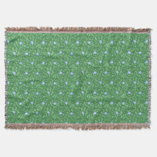 Periwinkle Blue Dark Green Country-achtige Floral Deken