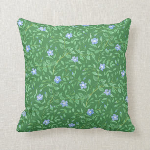 Periwinkle Blue Dark Green Country-achtige Floral Kussen