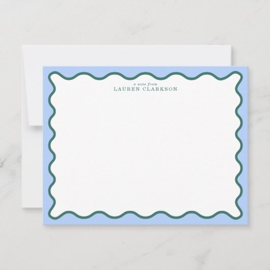 Periwinkle Blue & Deep Teal Wavy Note Card Kaart (Voorkant)