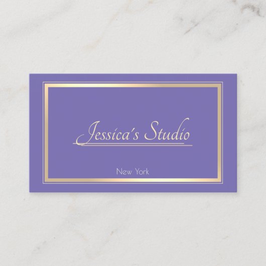 Periwinkle Blue Elegant Gold Lijst Custom Services Visitekaartje (Voorkant)