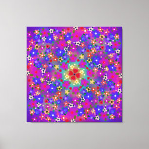Periwinkle Blue en Violet Flowers Boho Style Canvas Afdruk