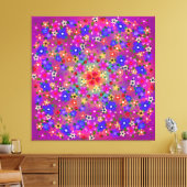 Periwinkle Blue en Violet Flowers en Hearts Boho Canvas Afdruk (Insitu (Woonkamer))