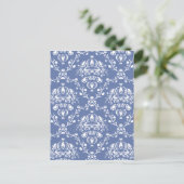 Periwinkle Blue en White Damask Briefkaart (Staand voorkant)