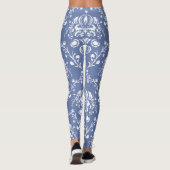 Periwinkle Blue en White Damask Leggings (Achterkant)