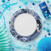 Periwinkle Blue Floral Toile Fabric No.1 Papieren Bordje (Feest)