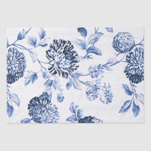 Periwinkle Blue  Floral Toile No.2 Tissuepapier (Voorkant)