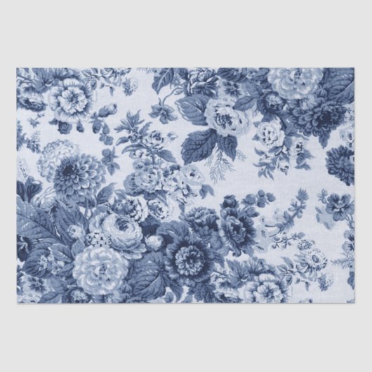 Periwinkle Blue  Floral Toile No.3 Tissuepapier (Voorkant)