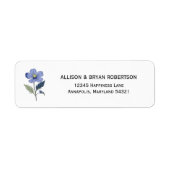 Periwinkle Blue Floral Wedding Invitation Adres Etiket (Voorkant)