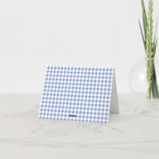 Periwinkle Blue Gingham Three Letter Monogram Note Bedankkaart (Achterkant)