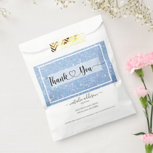 Periwinkle Blue Glitter Hartelijk dank voor winkel Bedankzakje (Gezegeld)