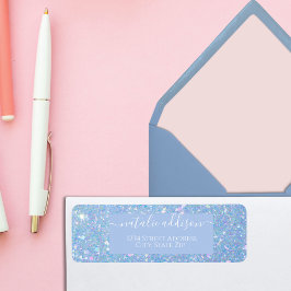 Periwinkle Blue Glitter Return Address Label