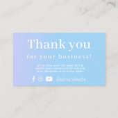 Periwinkle Blue Gradiënt Dank u Visitekaartje Informatiekaartje (Achterkant)