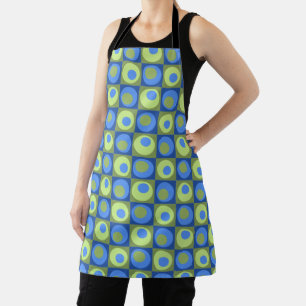 Periwinkle Blue Green Squares Stippen gepatterd Schort