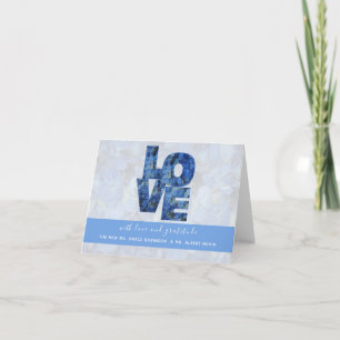 Périwinkle Blue Hydrangeas LOVE Carte de remerciem