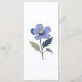 Periwinkle Blue Modern Floral Wedding Dinner Menu (Achterkant)