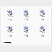Periwinkle Blue Modern Floral Wedding Ronde Sticker (Vel)