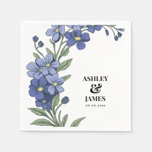 Periwinkle Blue Modern Floral Wedding Servet