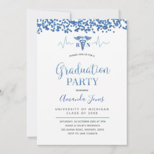 Periwinkle blue Nurse Graduse Party Invitation Kaart