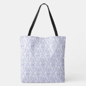 Periwinkle Blue op White Floral Diamond Pattern Tote Bag (Achterkant)