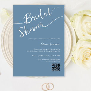 Périwinkle Blue Script Bridal Shower Invitation
