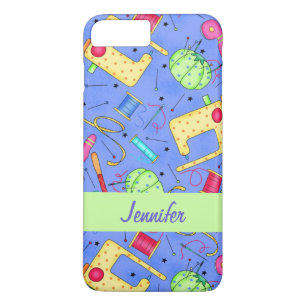 Periwinkle Blue Sewing Notions Name Persoonlijk iPhone 8 Plus / 7 Plus Hoesje