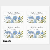 Periwinkle Blue Spring Floral Personalized Wedding Rechthoekige Sticker (Vel)