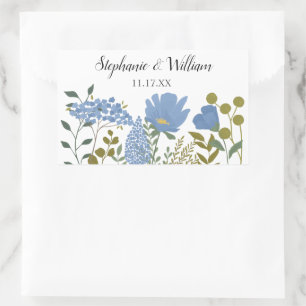 Periwinkle Blue Spring Floral Personalized Wedding Rechthoekige Sticker