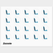 Periwinkle Blue Stiletto Schoen en Roos Ronde Sticker (Vel)
