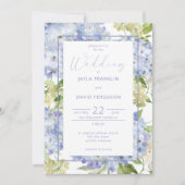 Périwinkle Blue White Hydrangea Fleurs Invitation (Devant)